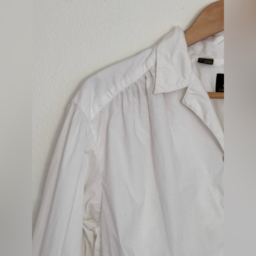 Vintage 90s Cropped White Blouse by LizSport - Picture 4 of 7